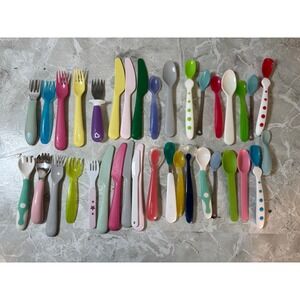 Mixed Baby Toddler Utensil Lot Munchkin Gerber IKEA OXO Spoons Forks Knives 37pc